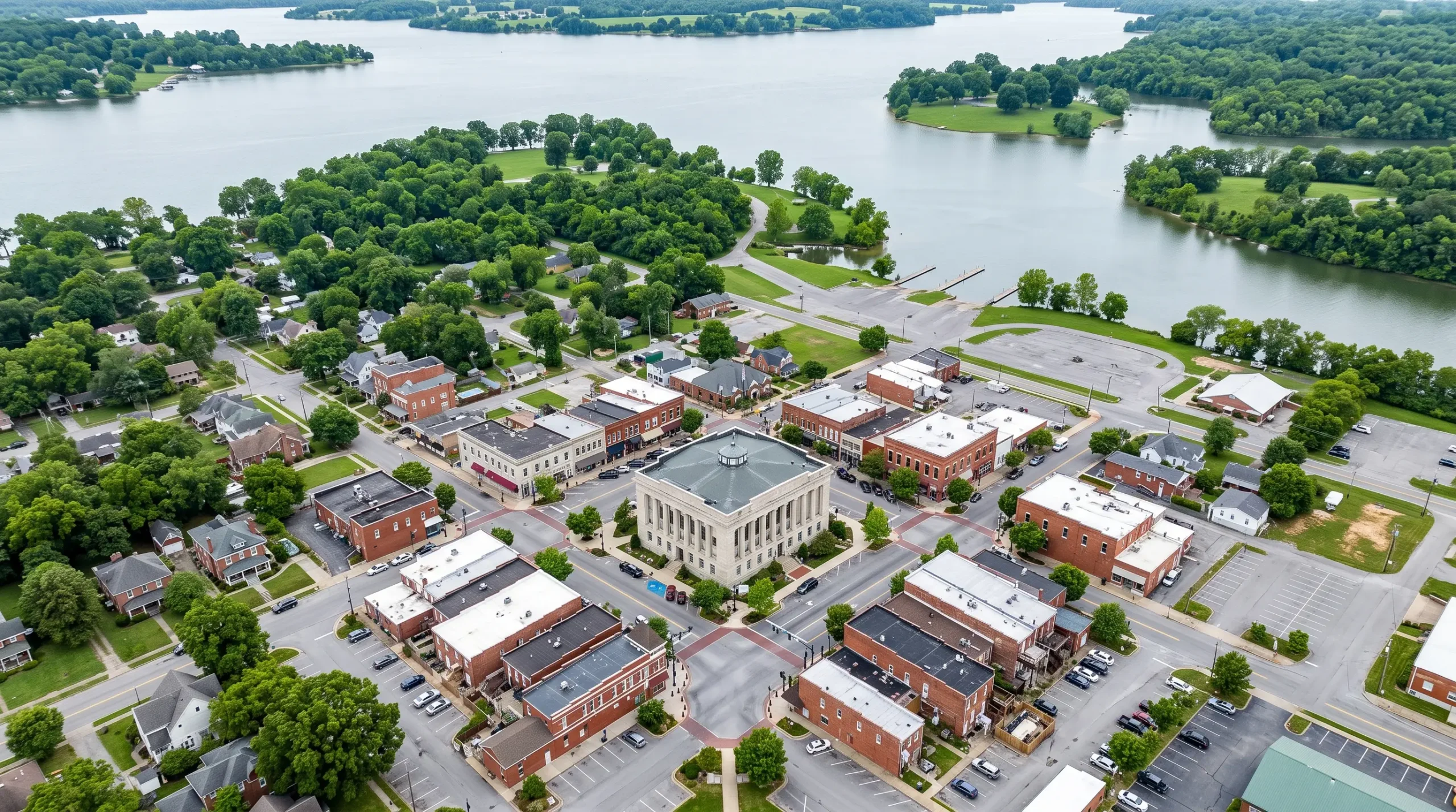 Aerial view over Gallatin, Tennessee