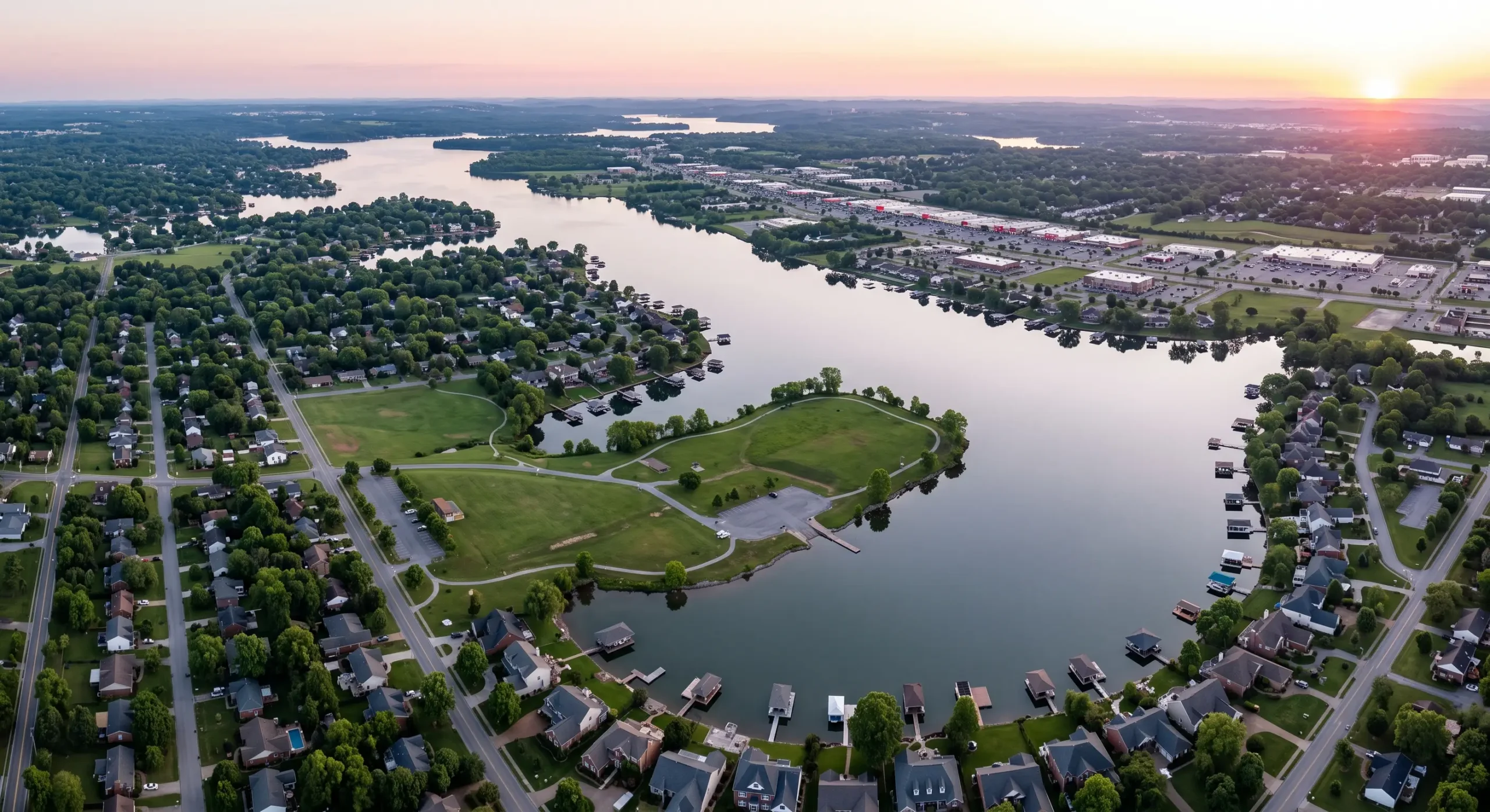 Aerial view over Hendersonville, Tennessee