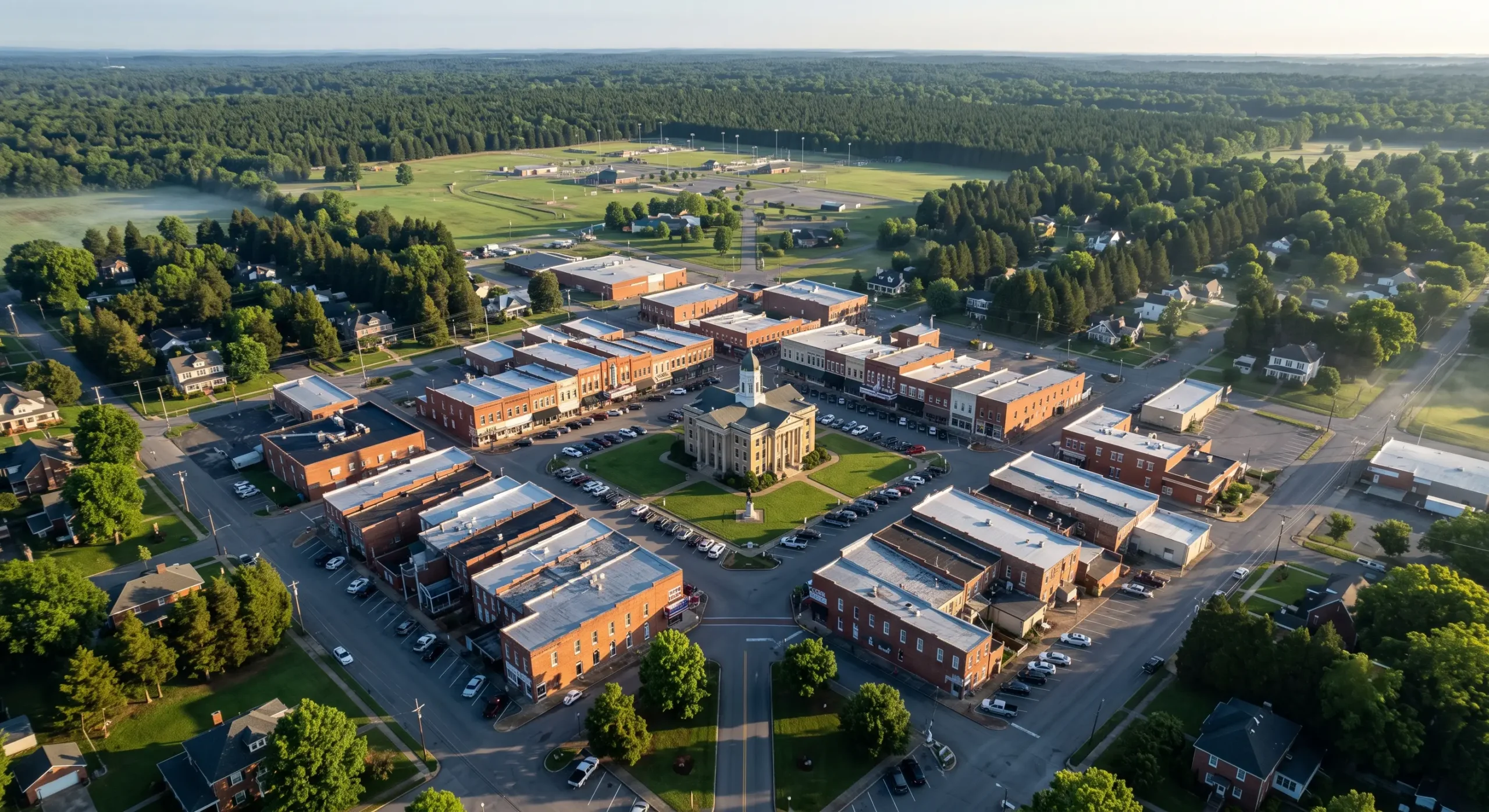 Aerial view over Lebanon, Tennessee