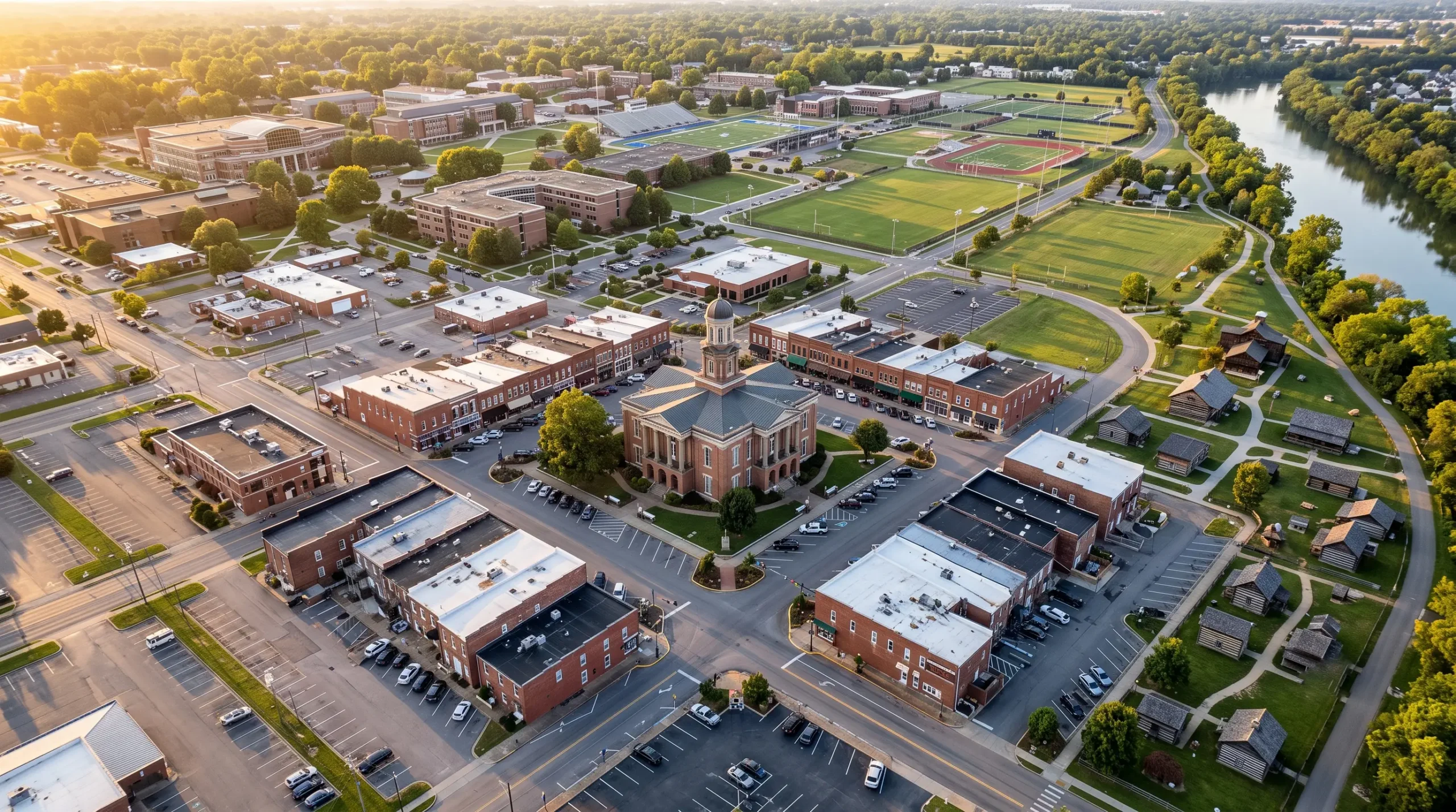 Aerial view over Murfreesboro, Tennessee