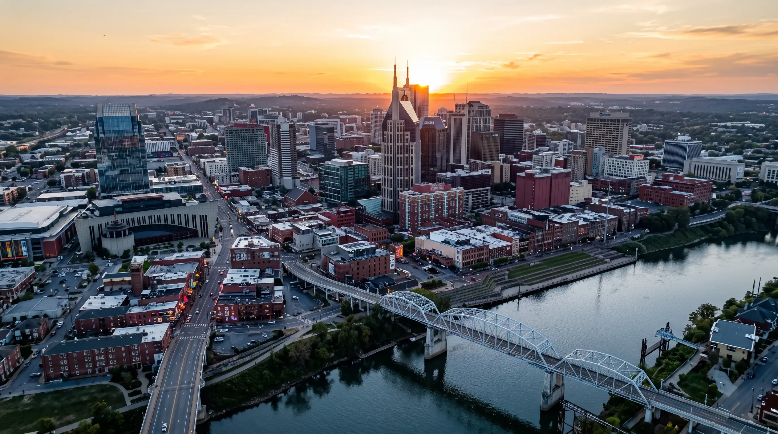 Aerial view over Nashville, Tennessee