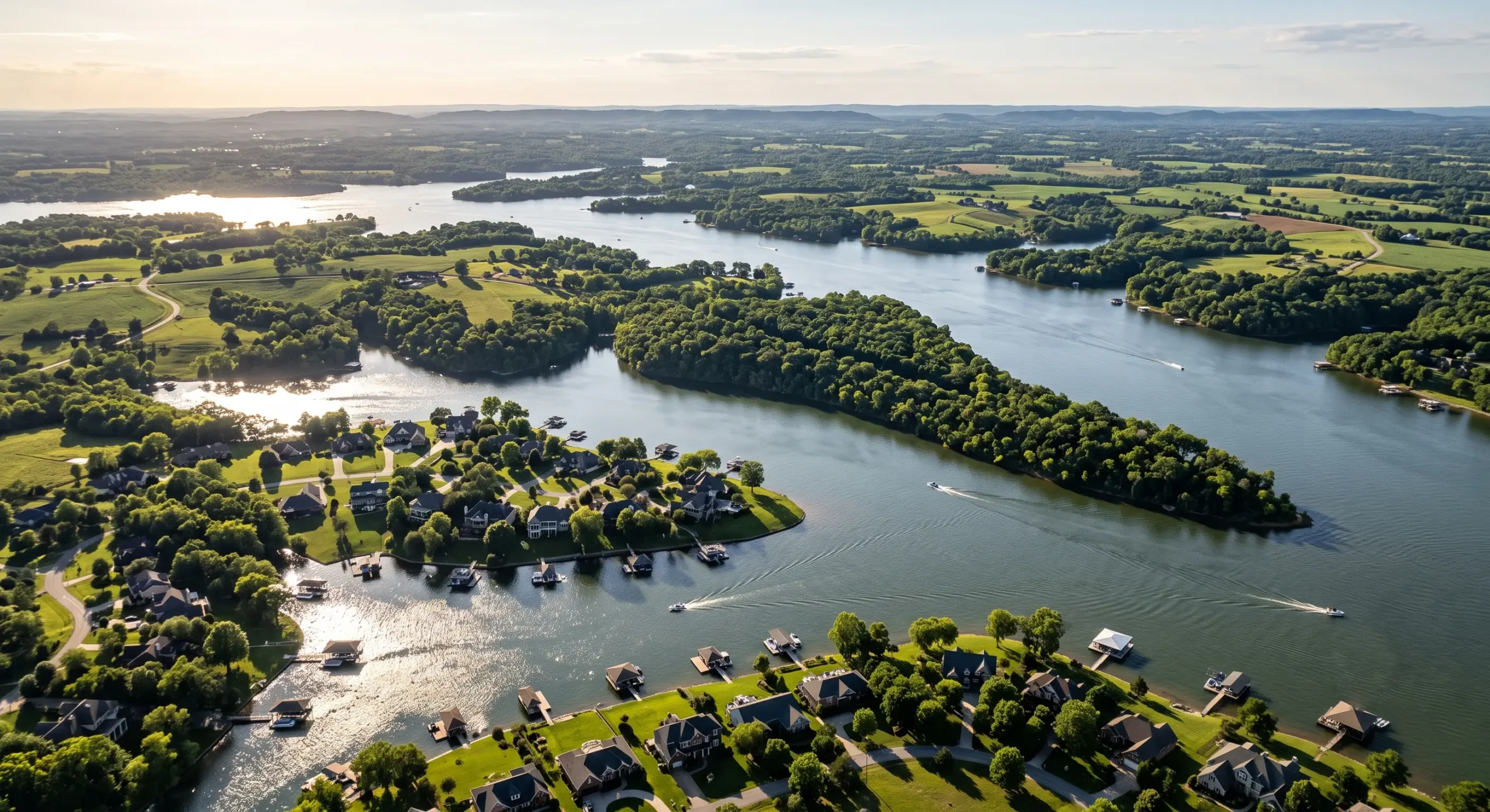 Aerial view over Sumner County, Tennessee