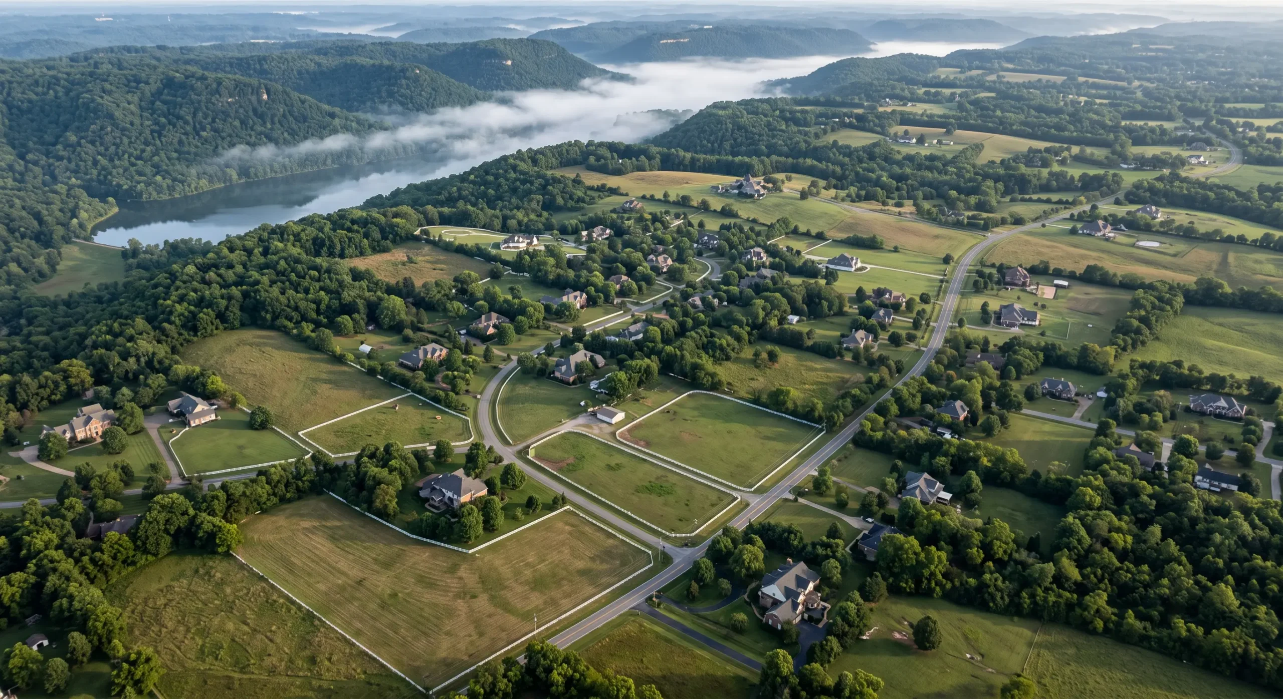 Aerial view over Williamson County, Tennessee